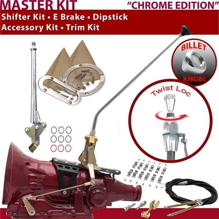 American Shifter C4 Shifter Kit Chrome 23 in. E Brake Cable Clamp Trim Kit Dipstick for F8382