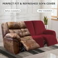 thumbnail image 2 of TOPCHANCES 3 Seats Recliner Sofa Slipcover, 8 Pieces Recliner Cover with Side Pocket, Non-Slip 3 Cushion Couch Cover Furniture Protector, Wine Red, 2 of 8