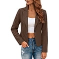 thumbnail image 5 of yeiolnoer Suit Jacket for Women Elegant Button Front Blazers Solid Color Long Sleeve Shirts for Business Office(Brown,Small), 5 of 7