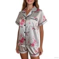 thumbnail image 2 of HITIME Pijama de Satín para Mujer Talla L, Conjunto de Short y Playera de Verano, Tela de Lujo Suave y Transpirable, Ideal para Dormir o Lounge, 2 of 10