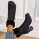 thumbnail image 4 of NECHOLOGY Botas Mujer Adulto Femenino Zapatos Botines para mujer Botas de cuero de moda para mujer con puños y tacón grueso con punta redonda de tamaño de otoño e invierno (Black, 6.5), 4 of 7
