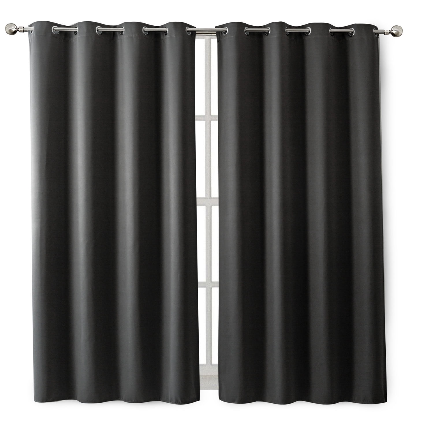 DBOZE Blackout Curtains 42x84 Inch Set of 2, Thermal Insulated Room Darkening Window Curtains with Grommet Top for Bedroom & Living Room (Dark Gray)