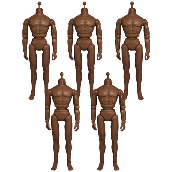 Set of 5 12 Inch 1/6th Scale Super Articulated Type S Male Action Figure Bodies [African American]