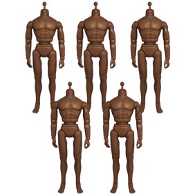 Set of 5 12 Inch 1/6th Scale Super Articulated Type S Male Action Figure Bodies [African American]
