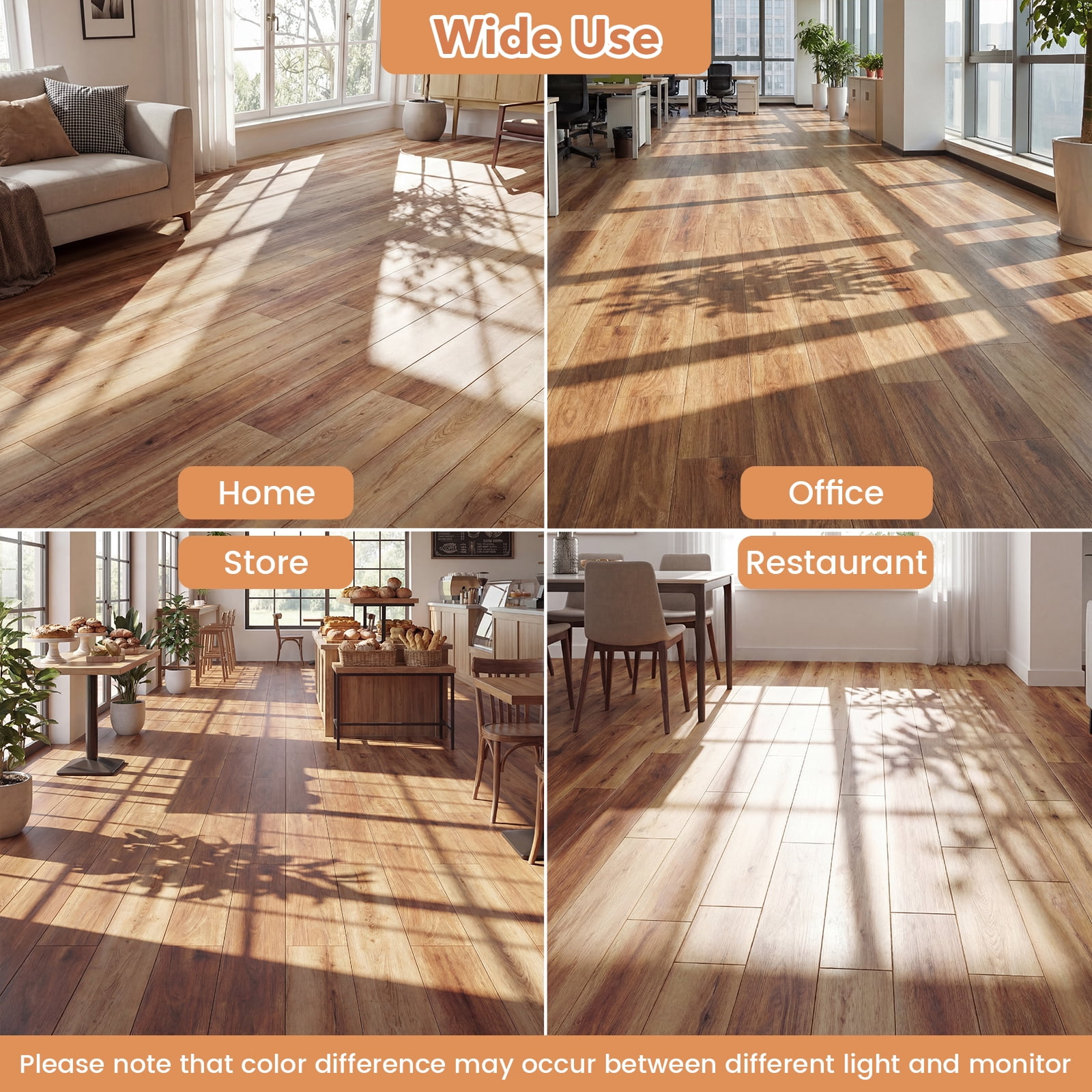 Costway 24-Pack 36 Sq.Ft Floor Tile Vinyl Flooring, Waterproof Vinyl Plank Flooring Rustic Brown