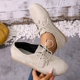 thumbnail image 2 of Womens Comfortable Walking Shoes Everyday Lace-Up Sneakers Lightweight Breathable Flats with Velvety Upper for Work & Casual (Khaki),Size 5.5, 2 of 9