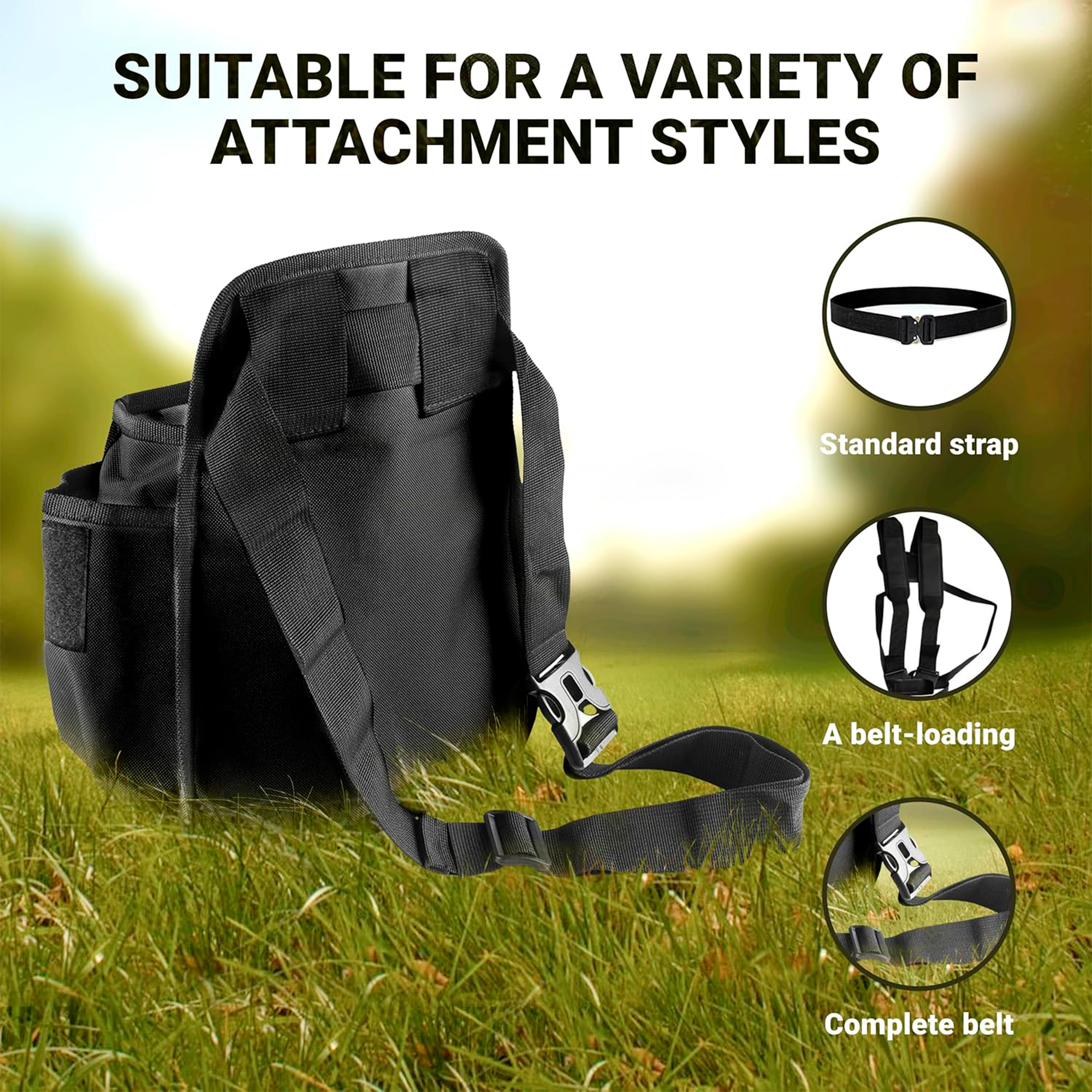 CKG Metal Detecting Finds Bag Waist Digger Pouch Tools Bag for Pinpointer, Black