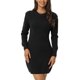 thumbnail image 1 of INSPIRAR CHIC Vestido de suéter mini de manga larga y cuello redondo para mujer, ajuste ceñido, casual, otoño-invierno, color negro, 1 of 5
