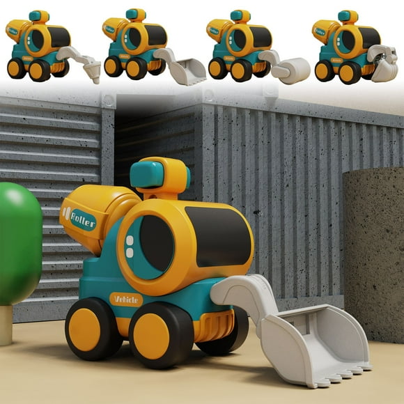 Cagogo under $5 4Pcs Press and GoToyCars, Press and GoToyCars forToddlers, Educational Engineering Vehicle Set, Slide and Play Construction Trucks, Early LearningToysfor 1-3 Year Olds