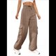 thumbnail image 3 of Pantalones Deportivos Cargo para Mujer, Holgados, de Forro , de Pierna , Elásticos, de Cintura Alta, Informales, para Senderismo, para Otoño. Caqui S, 3 of 7