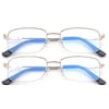 2 Packs Progressive Multifocal Reading Glasses Blue Light Blocking for Men for Women,No Line Trifocal Readers, Half Rim Metal Frame, Memory Titanium Arm, Reading Glasses + 4.00
