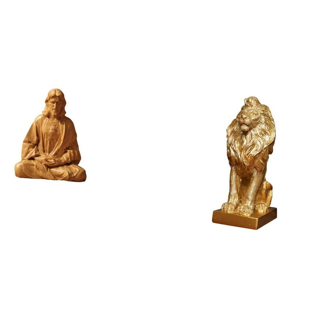 Estatua del Corazón de Jesús,Estatua del Sagrado Corazón de Jesús para decoración del hogar,Figura católica de Jesús,Figura de león,Estante con estatua de león para