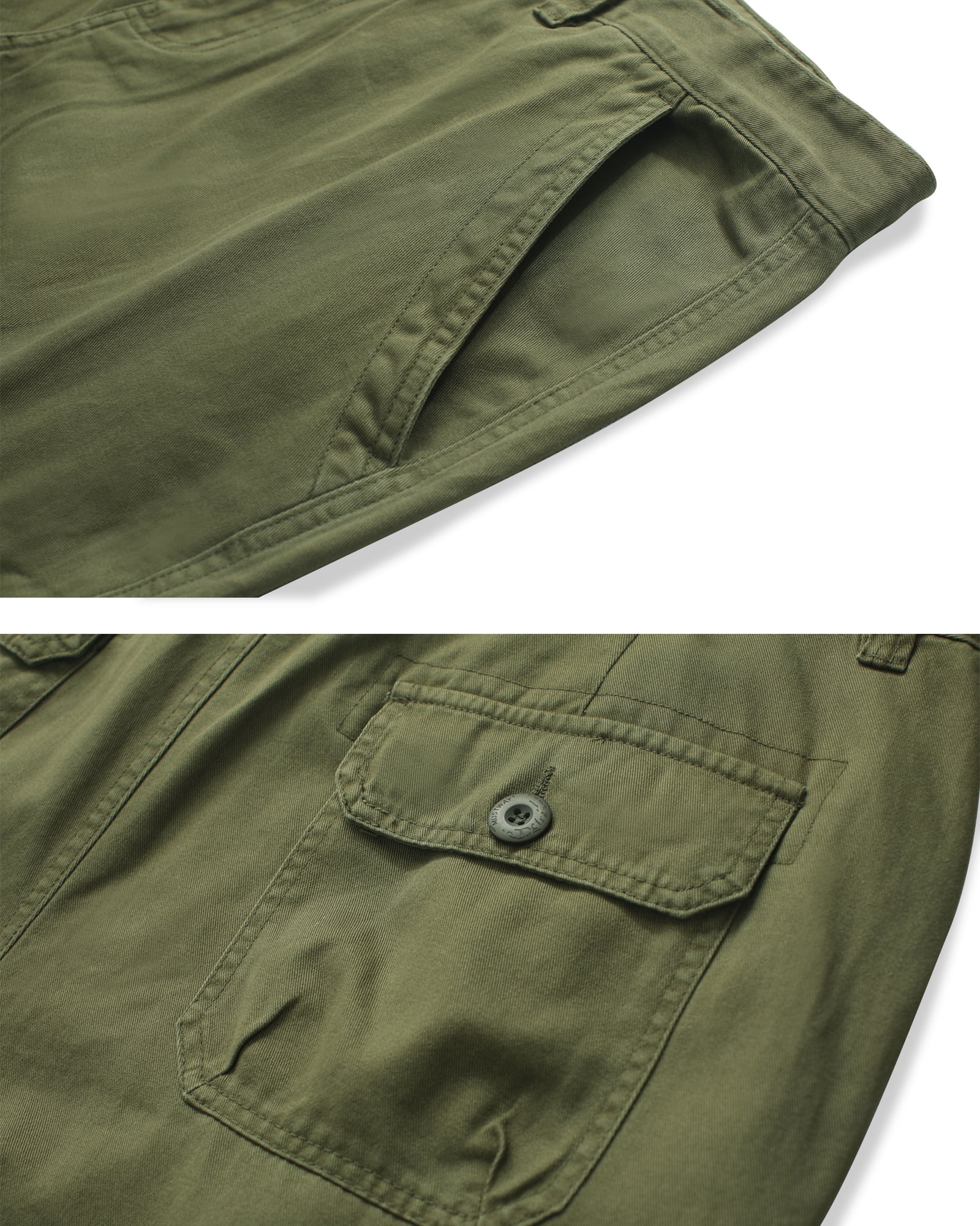 TRGPSG Men's Cargo Pants with Multi Pockets Outdoor Cotton Work Pants(No Belt),Armygreen 29