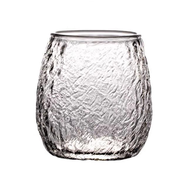 Vasos for beber con diseño de glaciar, vasos de agua de vidrio borosilicato texturizado sin tallo de 10 oz.