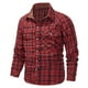 thumbnail image 4 of Camisas Para Hombre XXL Abrigo a cuadros de manga larga sin capucha para hombre, camisa con botones de y bolsillo, estilo informal Retro occidental para otoño (Red, XL), 4 of 5