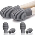 thumbnail image 1 of Queilt 4 Pieces Drum Mute Drum Dampener Silicone Drumstick Silent Practice Tips Percussion Accessory Mute Replacement Musical Instruments Accessory (Grey,Grid), 1 of 5