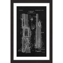 "Rifle 1907 Black Paper" Framed Painting Art Print