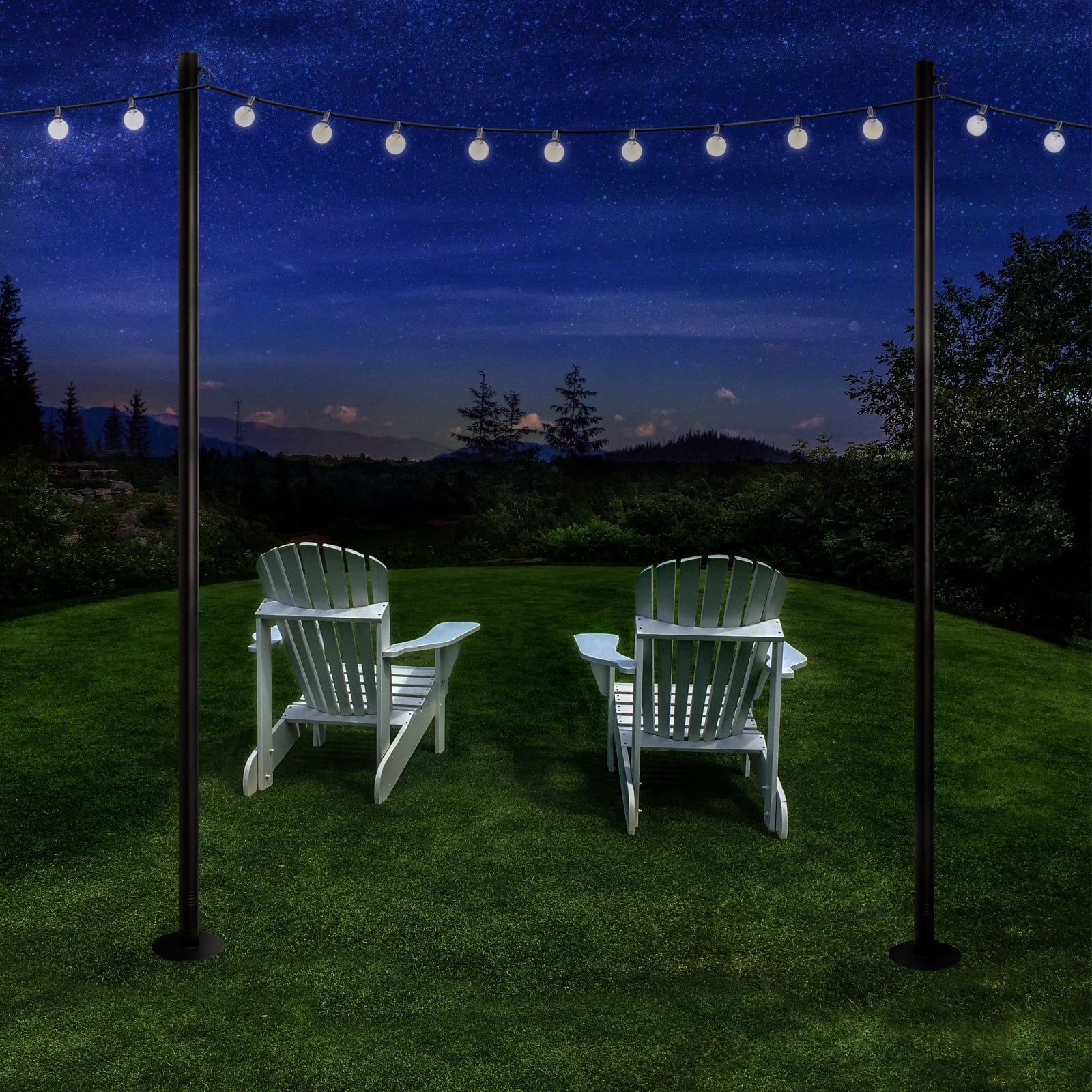 Premium String Light Poles - Extends to 10 Feet – Yard Mount (Grass/Dirt)