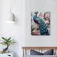 thumbnail image 4 of JEUXUS  Peacock Canvas Wall Art Blue Peacock Feather Painting Prints Elegant Flowers Animal Picture Vintage Artwork for Bedroom Living Room(Picture-4), 4 of 5