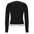 thumbnail image 5 of Lenpel Crop Tops for Women Trendy Long Sleeve V Neck Lace Patchwork Button down Slim T Shirts Soft Casual Blouses(Black,Medium), 5 of 7