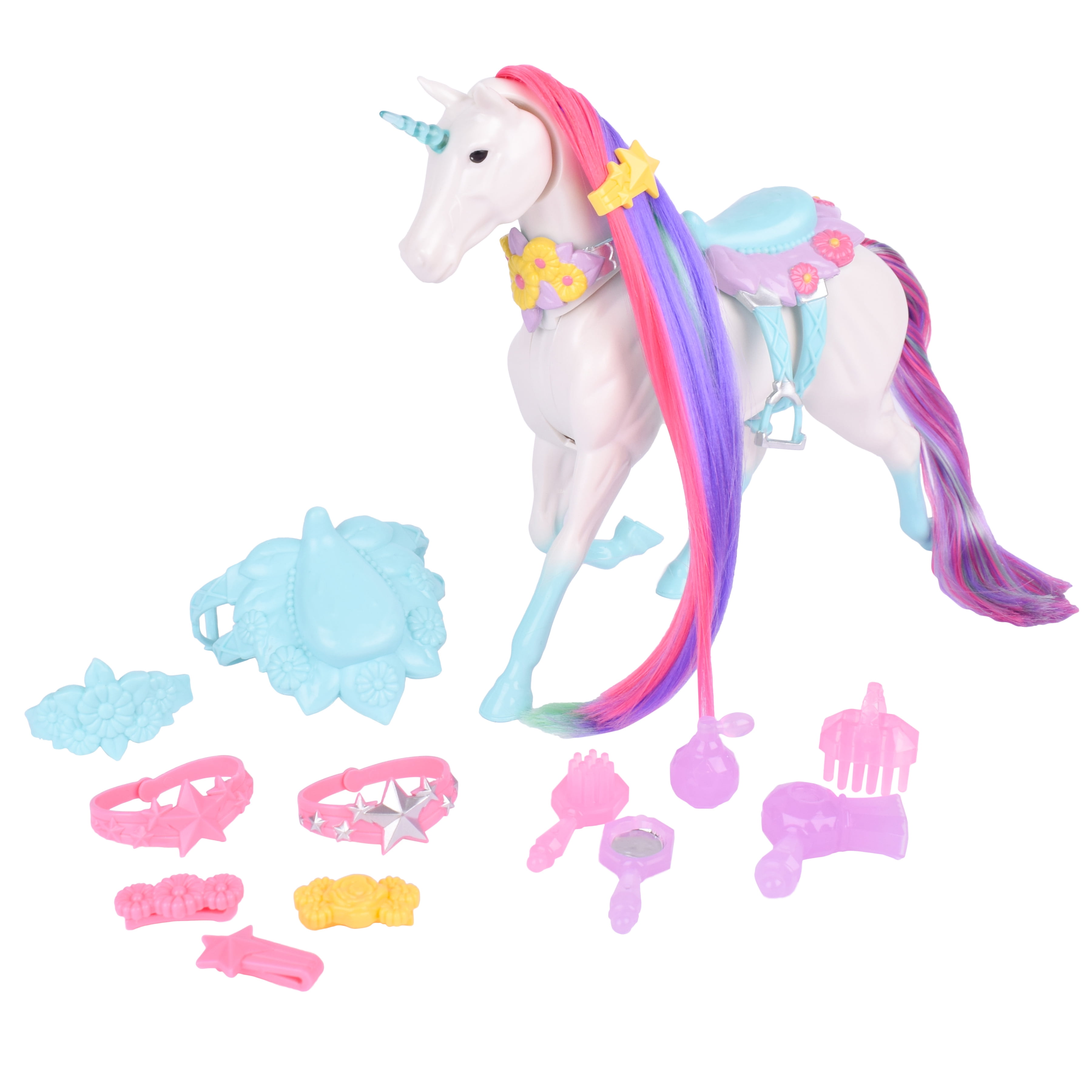 Blue Ribbon Champions Unicorn Grooming Set - Fantasy Toy Horse with Sounds and 12 Grooming Accessories | Children Ages 3+