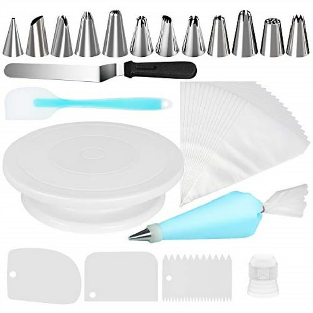 Puroma 11 Inch Rotating Cake Turntable Stand Spinner Baking Decorating Supplies With Icing Spatula Tips Disposable Pastry Bag Smoother White Com - Home Cake Decorating Supply Co Puroma 11 Inch Rotating Cake Turntable Stand Spinner Baking Decorating Supplies With Icing Spatula Tips Disposable Pastry Bag Smoother White Com - Home Cake Decorating Supply Co
