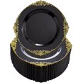 thumbnail image 1 of 25Pcs 7.5 inch Plastic Plates - Black Gold with Hammered Gold Rim eavy Duty, Premium, Reusable for Parties, Wedding & Events, 1 of 6