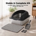 thumbnail image 7 of Alvantor XL Enclosed Stainless Steel Cat Litter Box with Lid and High Sides, Includes Litter Mat & Scoop, 7 of 7