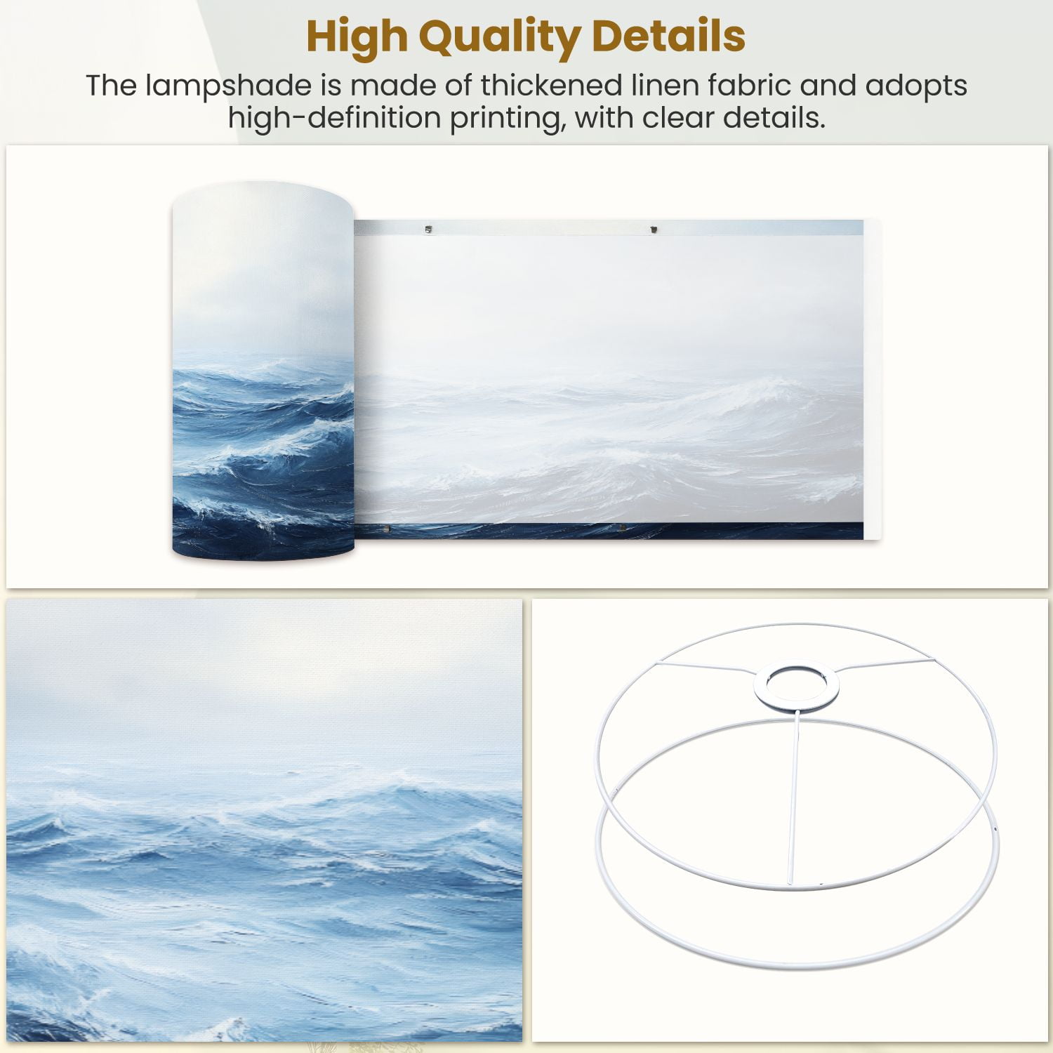 Lampshades 2 Pack Sea Stormy Waves Ocean Surface Churning Water White Foam Overcast Sky 13"x13"x10" Light Shade for Table Lamps Floor Lamps Drum Lamp Shades Lampshade Replacement Easy Assembly