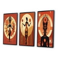thumbnail image 3 of Designart "Graphic Representation Orisha Oshun, African Goddess with Mirror I" African American Woman Framed Wall Art Set Of 3 - Red Woman African American Frame Gallery Set For Office Decor, 3 of 6