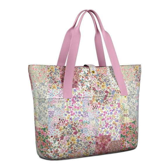 Tote Bag for Women - Pioneer Flower Shoulder Bag - Large Utility Work Duffle Bag with Zipper Handbag for Travel, Work, Sprots