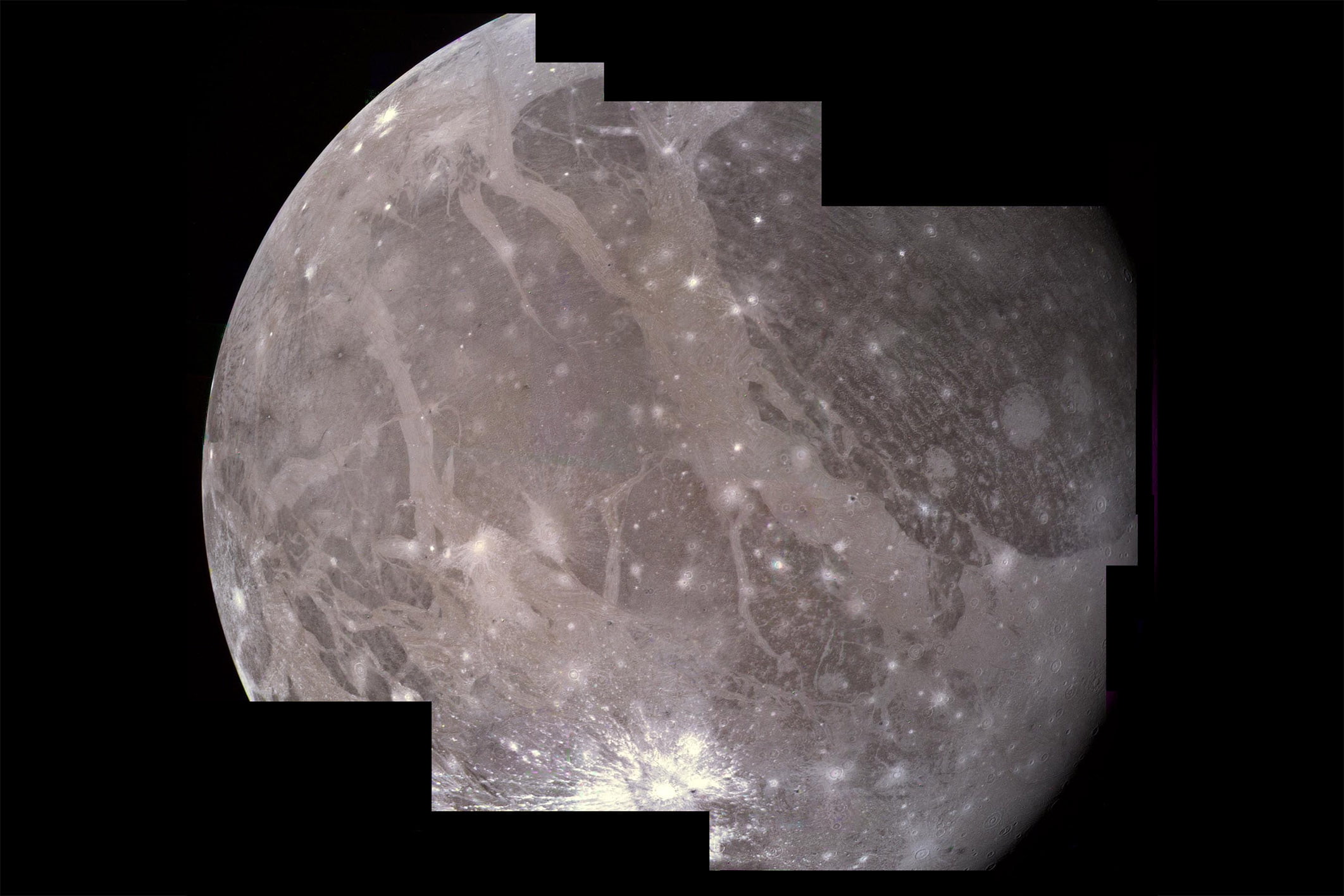 24x36 gallery poster, color mosaic of Ganymede taken by Voyager 2 ...