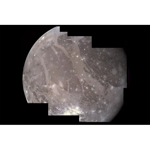 24x36 gallery poster, color mosaic of Ganymede taken by Voyager 2