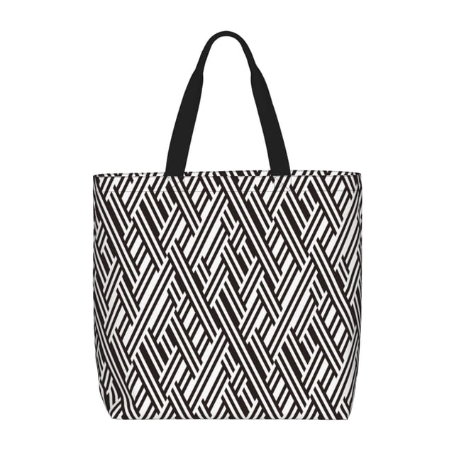 Easygdp Black White Stripes Bolsa Tote para Mujer, Bolso de Hombro para Trabajo, Playa, Viajes, Compras y Supermercado