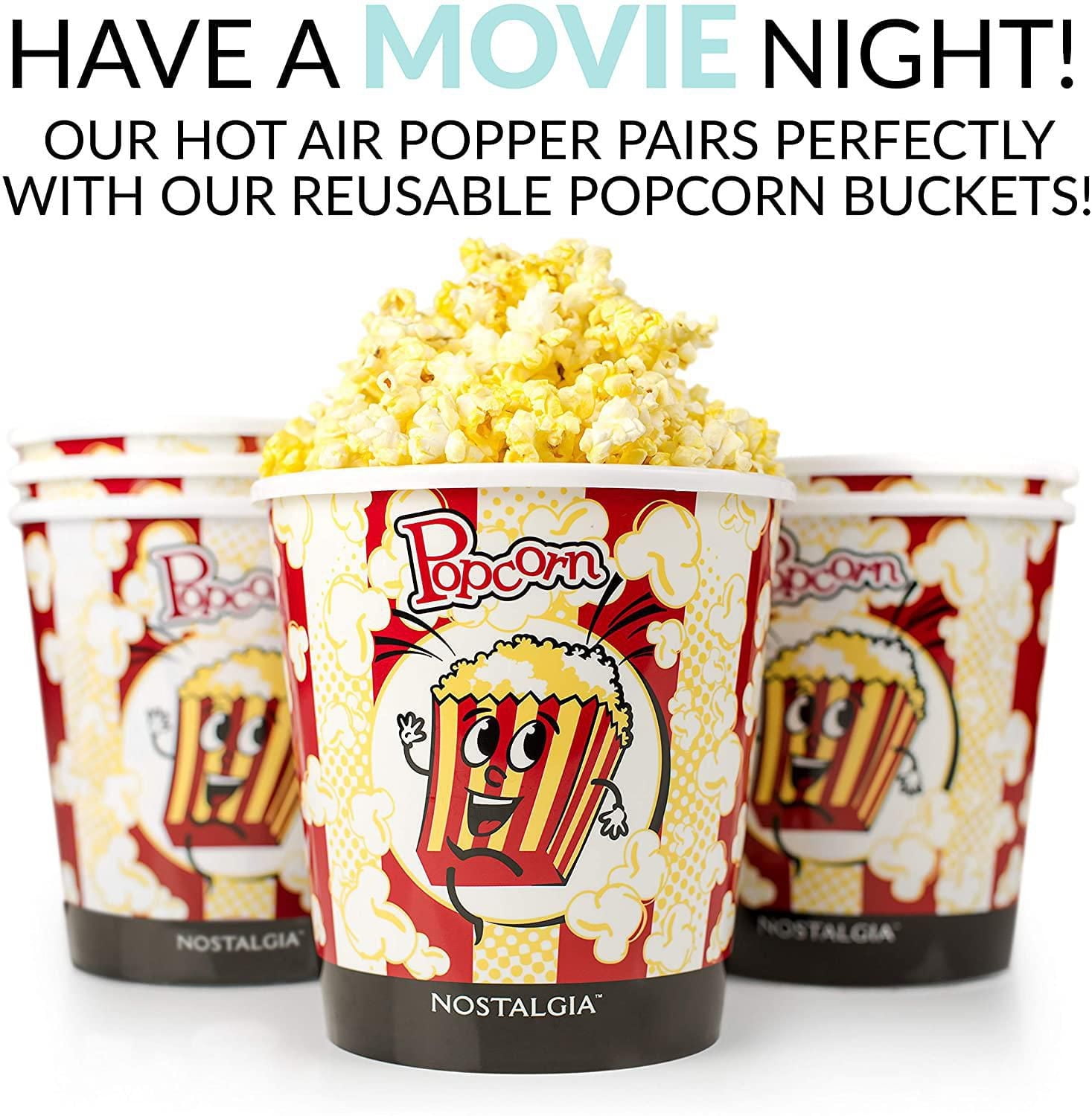 Nostalgia CLHAP12AQ Machine à pop-corn rétro à air chaud, Aqua