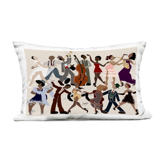 Stupell Industries Rhythm Jazz Dancers Outdoor Printed Pillow design by Sierra Siler, 14 x 7 x 20