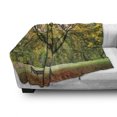 thumbnail image 3 of Tree Soft Flannel Fleece Blanket, Third Season of the Year in the Park Dead Leaves Autumn to Winter Seasonal Picture, Cozy Plush for Indoor and Outdoor Use, 50" x 70", Green Yellow, by Ambesonne, 3 of 6