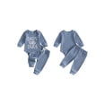 thumbnail image 2 of RUINIXCW Newborn Baby Boy Hospital Coming Home Outfit Waffled Romper Infant Baby Boys Fall Winter Clothes Dad's Little Dude Embroidery Long Sleeve Romper Pants Set, 2 of 9