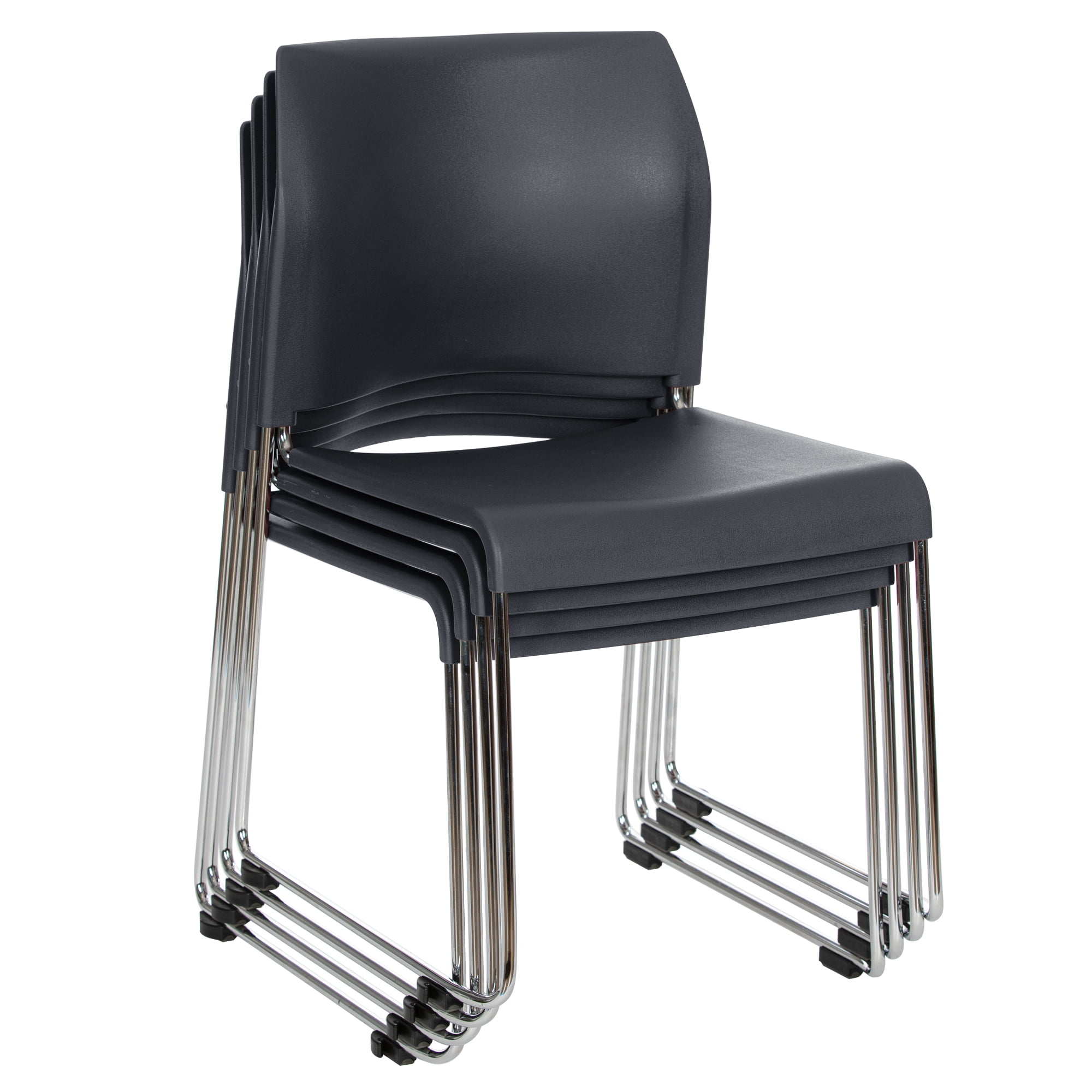 Hampden Furnishings Jody Collection Plastic Stack Chair, Charcoal, Pack of 4