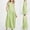 Green, variant on SDJMa Women's Short Sleeve Pleated Loose Swing Casual Dress Women's Fashion Casual V-Neck Solid Color Splicing Sleeveless Linen Loose Dress