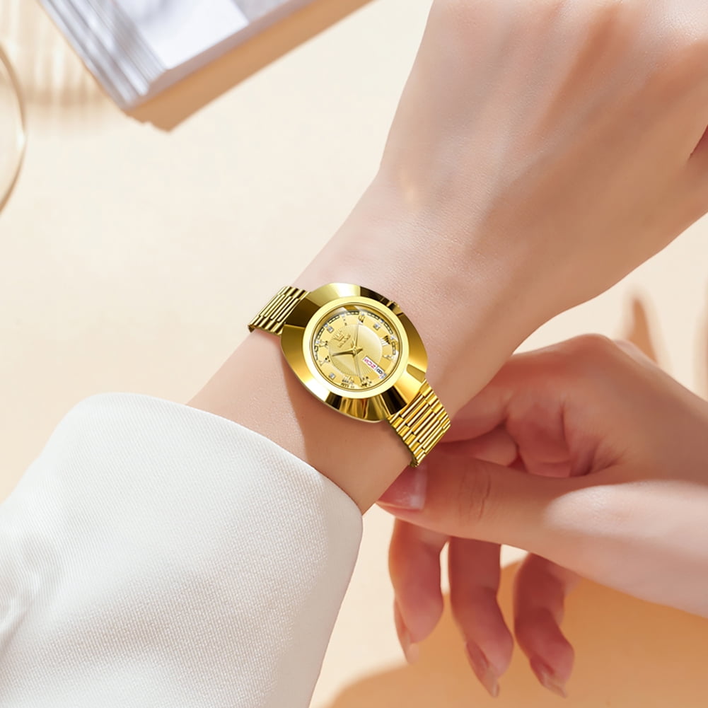 OLEVS Watches for Women Luxury Dress Waterproof Analog Quartz Fashion Gold Plated Tungsten Steel Roman Numeral Date Classic Female Ladies Watches Women Wrist Watches Gift Relojes para Mujer