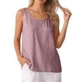 thumbnail image 4 of Womens Tops Linen Tank Tops Vacation Tees Loose Fit Sleeveless Neck Shirts Lightweight Tshirts on Sale, 4 of 6