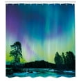 thumbnail image 3 of Ambesonne Landscape Shower Curtain, Lake Forest Woods, 69"Wx84"L, Violet Blue Lime Green, 3 of 3