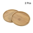 thumbnail image 3 of Uxcell 13cm OD Round Bamboo Plant Saucer Flowerpot Drip Tray Indoor, 2 Pack, 3 of 5