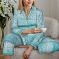 thumbnail image 6 of Bingfone Womens Pajama Sets Teal Turquoise Wood Print,Long Sleeve Loungewear Pajamas Set-Large, 6 of 8