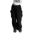 thumbnail image 3 of Seyurigaoka Women Juniors Baggy Cargo Pants Multi-pockets Drawstring Wide Leg Pants Loose Trousers Hip Hop Joggers Trendy Streetwear for Teen Girls, 3 of 5
