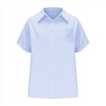 thumbnail image 2 of Camisa Estilo Boyfriend A Rayas Fruncidas para Mujer, Informal, con Cuello Corto, Mangas , Botones y Bolsillo, Azul XL, 2 of 7