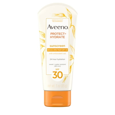 (3 pack) Aveeno Protect + Hydrate Moisturizing Sunscreen Lotion, SPF 30, 3 (Best Sunblock Cream For Face)