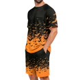 thumbnail image 5 of Hsovts Mens Pajamas Set Halloween Spooky Pumpkin Print Soft Short Sleeve Pjs Lounge Set with Pockets Black XL, 5 of 8