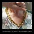 thumbnail image 3 of Women Men Gold Plated Stainless Steel Curb Cuban Link Chain Necklace 20mm, 3 of 9